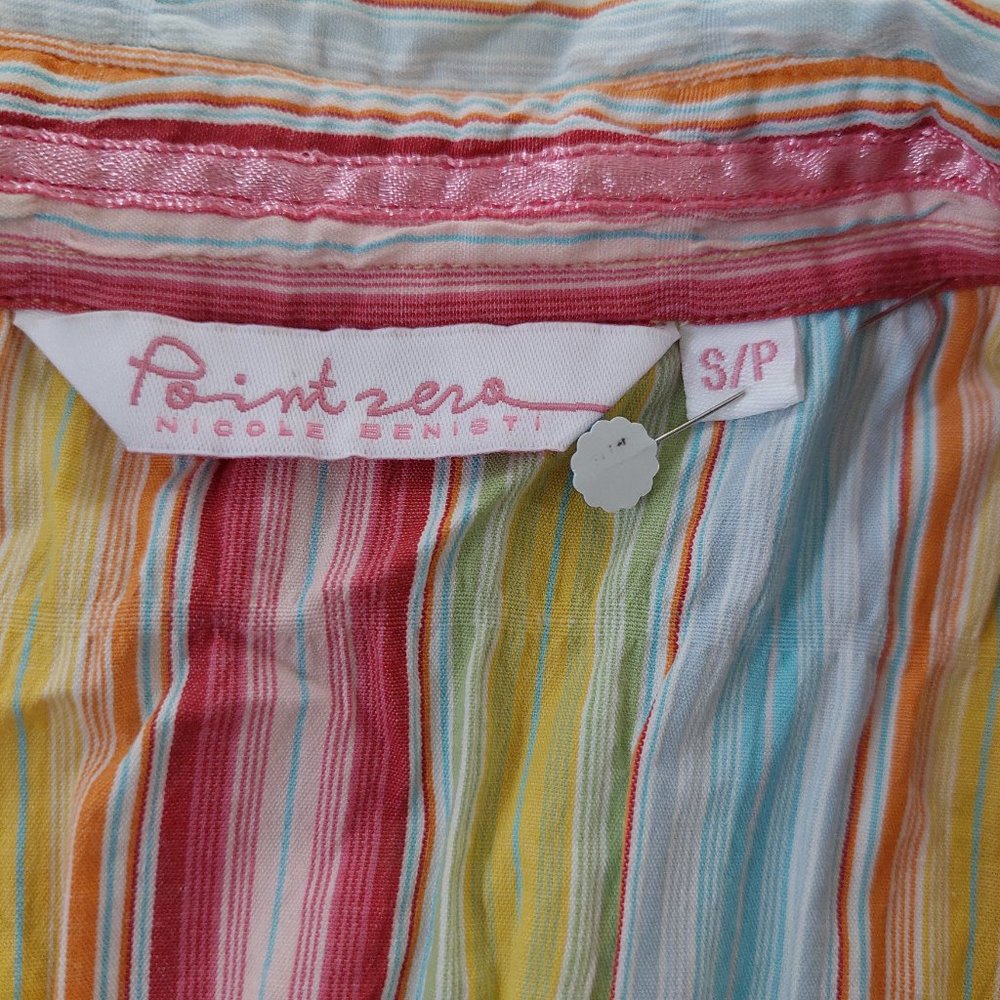 Vintage Point Zero Colorful Stripped Wrinkled Cotton Shirt, Size S - Picture 4 of 7